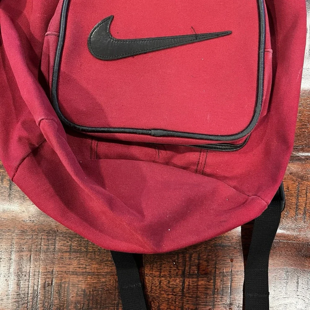 Vintage Nike Bag Swoosh Logo Canvas Cinch Backpack 90s Bookbag Red Y2K